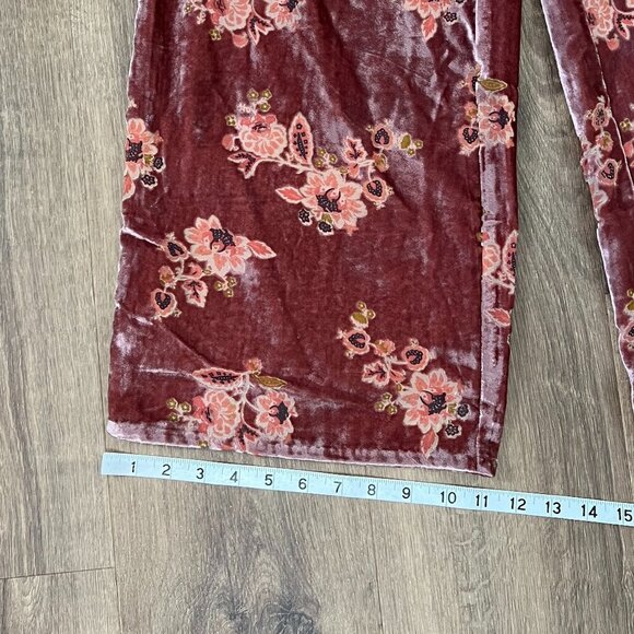 NEW Hutch Anthro Velvet Floral Wide Leg Pants Sz XS - Picture 6 of 16